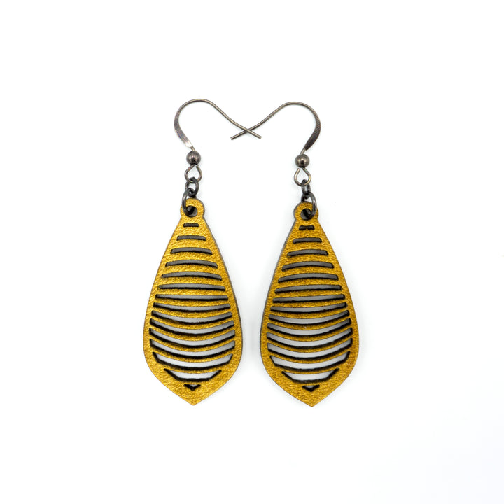 Gem Point 14 [S] // Leather Earrings - Gold - LIGHT RAZOR DESIGN STUDIO