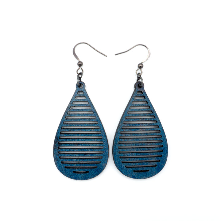 Drop 05 [S] // Leather Earrings - Navy Blue - LIGHT RAZOR DESIGN STUDIO