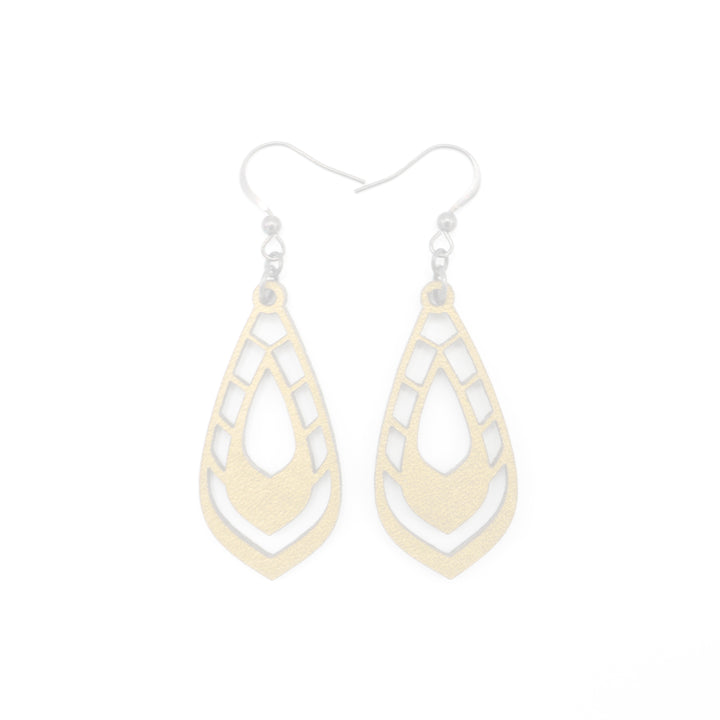 Gem Point 04 [S] // Leather Earrings - Gold - LIGHT RAZOR DESIGN STUDIO
