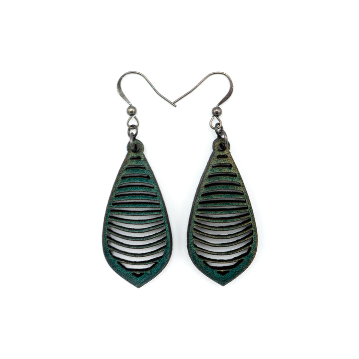 Gem Point 14 [S] // Leather Earrings - Turquoise - LIGHT RAZOR DESIGN STUDIO