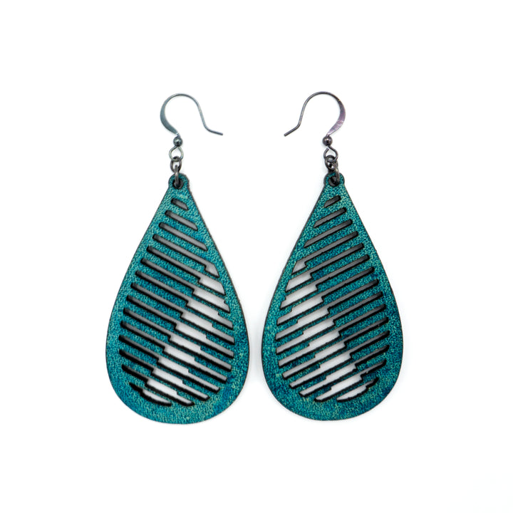 Drop 06 [L] // Leather Earrings - Turquoise - LIGHT RAZOR DESIGN STUDIO