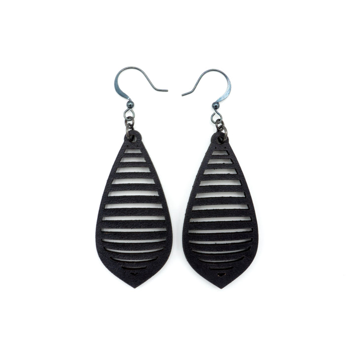 Gem Point 12 [M] // Leather Earrings - Black - LIGHT RAZOR DESIGN STUDIO