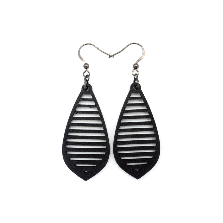 Gem Point 10 [M] // Leather Earrings - Black - LIGHT RAZOR DESIGN STUDIO
