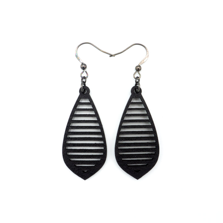 Gem Point 10 [S] // Leather Earrings - Black - LIGHT RAZOR DESIGN STUDIO