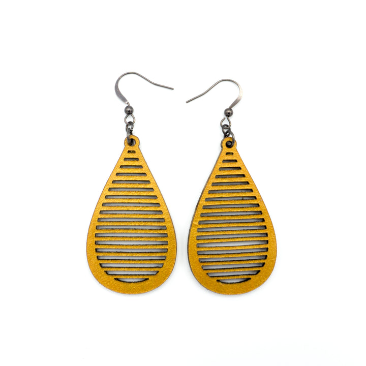 Drop 04 [S] // Leather Earrings - Gold - LIGHT RAZOR DESIGN STUDIO