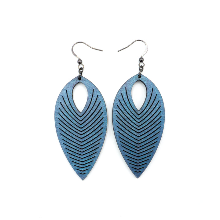 Terrabyte v.07_1 // Leather Earrings - Blue Pearl - LIGHT RAZOR DESIGN STUDIO