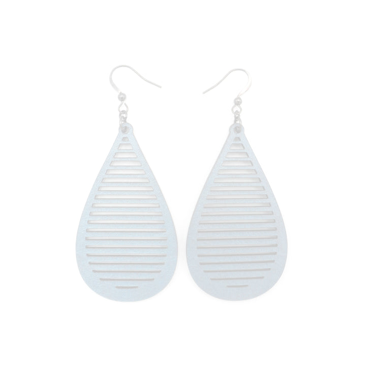 Drop 05 [L] // Leather Earrings - Blue Pearl - LIGHT RAZOR DESIGN STUDIO