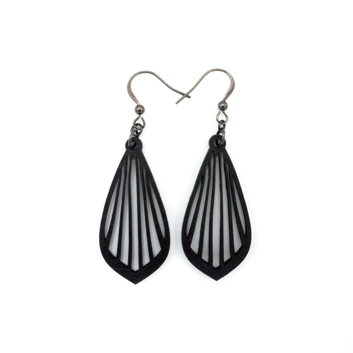 Gem Point 02 [S] // Leather Earrings - Black - LIGHT RAZOR DESIGN STUDIO