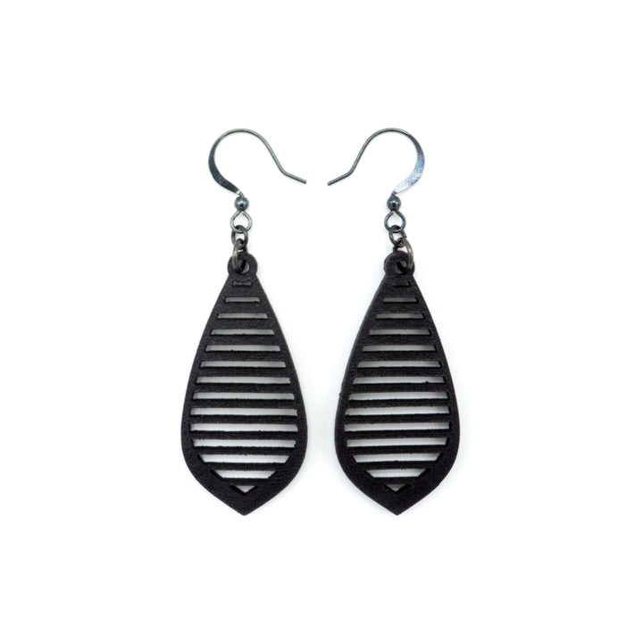 Gem Point 11 [S] // Leather Earrings - Black - LIGHT RAZOR DESIGN STUDIO