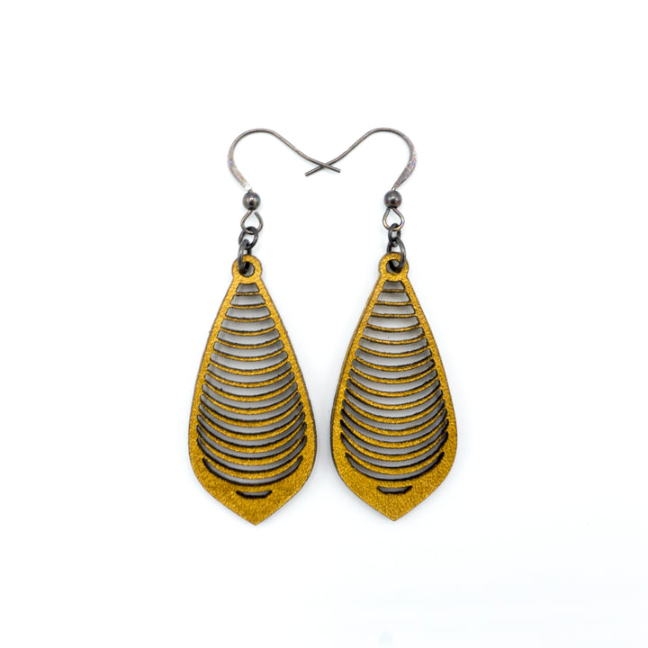 Gem Point 13 [S] // Leather Earrings - Gold - LIGHT RAZOR DESIGN STUDIO