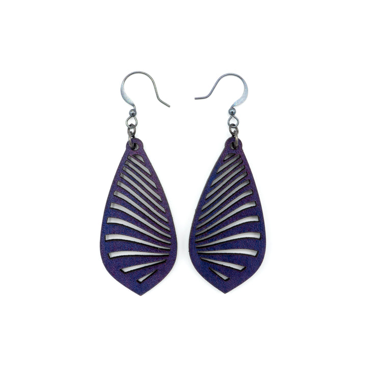 Gem Point 09 [M] // Leather Earrings - Purple - LIGHT RAZOR DESIGN STUDIO