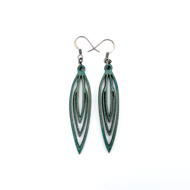 Totem 01 [S] // Leather Earrings - Turquoise - LIGHT RAZOR DESIGN STUDIO