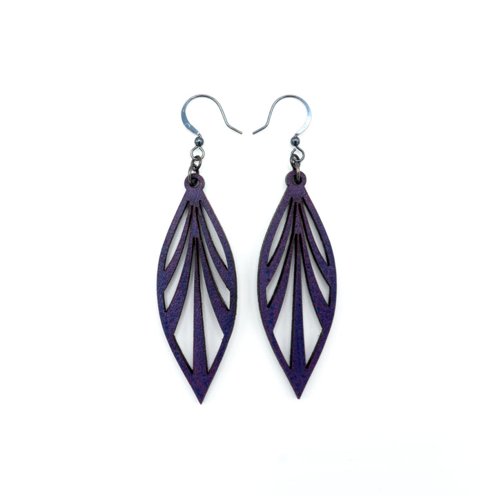 Petal 03 [S] // Leather Earrings - Purple - LIGHT RAZOR DESIGN STUDIO