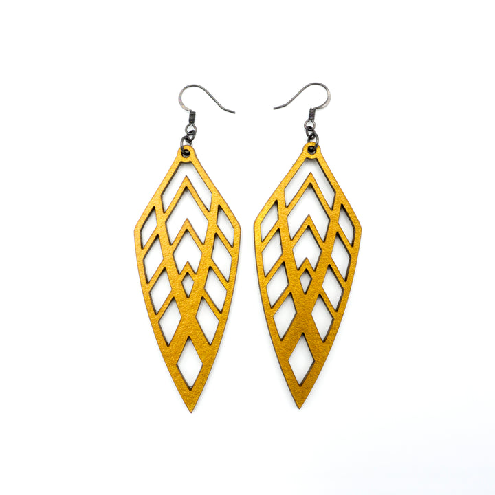 Arrowhead 02 [L] // Leather Earrings - Gold - LIGHT RAZOR DESIGN STUDIO