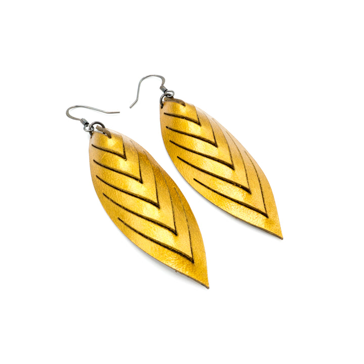 Terrabyte 14 [M] // Leather Earrings - Gold - LIGHT RAZOR DESIGN STUDIO