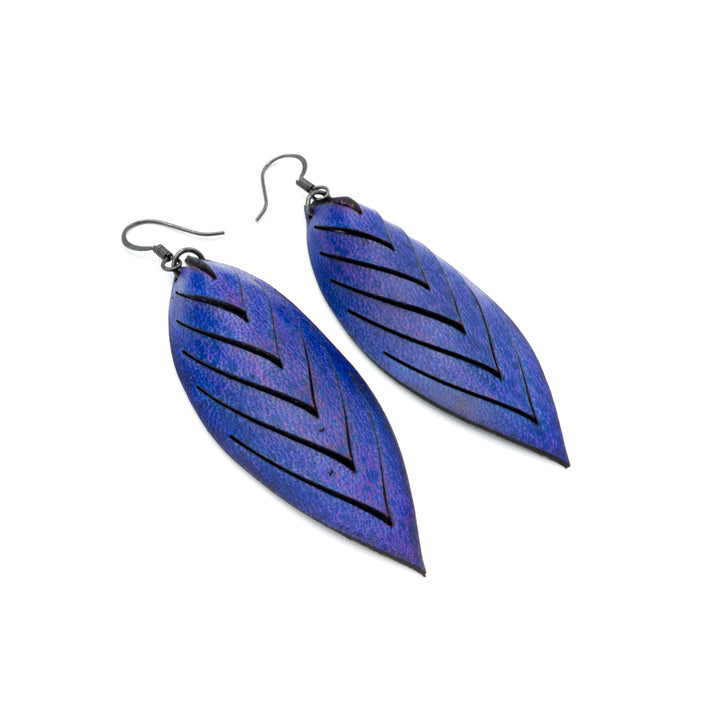 Terrabyte 14 [M] // Leather Earrings - Purple - LIGHT RAZOR DESIGN STUDIO
