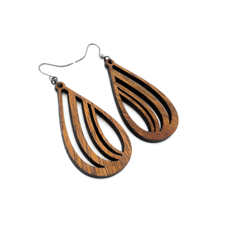 Drop 02 [S] // Wood Earrings - Walnut - LIGHT RAZOR DESIGN STUDIO