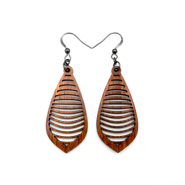 Gem Point 14 [S] // Wood Earrings - Sapele - LIGHT RAZOR DESIGN STUDIO