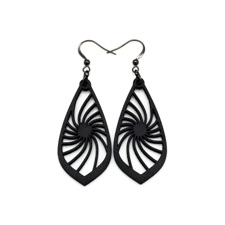 Gem Point 03 [M] // Leather Earrings - Black - LIGHT RAZOR DESIGN STUDIO