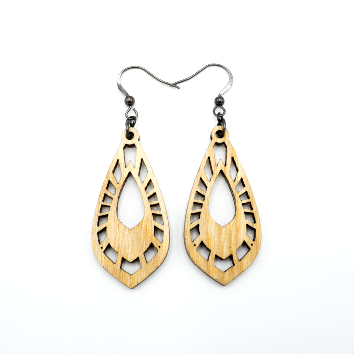 Gem Point 05 [S] // Wood Earrings - Ash - LIGHT RAZOR DESIGN STUDIO