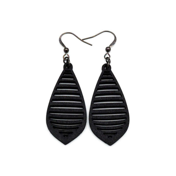 Gem Point 12 [S] // Leather Earrings - Black - LIGHT RAZOR DESIGN STUDIO