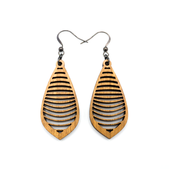 Gem Point 14 [S] // Wood Earrings - Cherry - LIGHT RAZOR DESIGN STUDIO