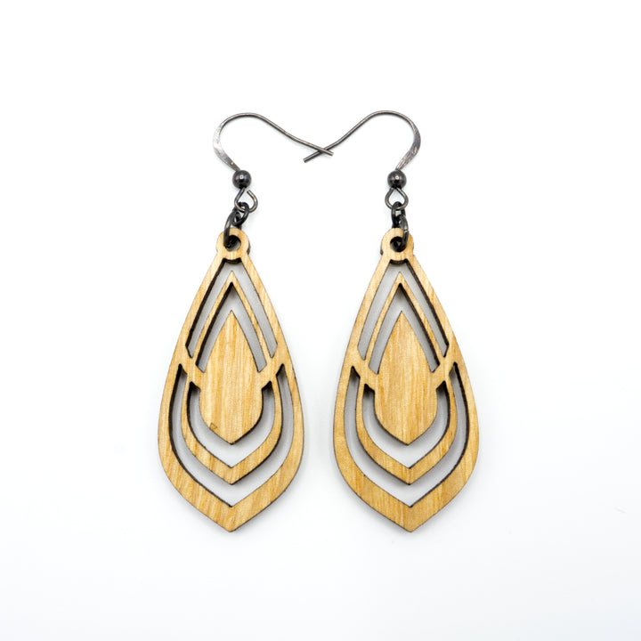 Gem Point 06 [S] // Wood Earrings - Ash - LIGHT RAZOR DESIGN STUDIO