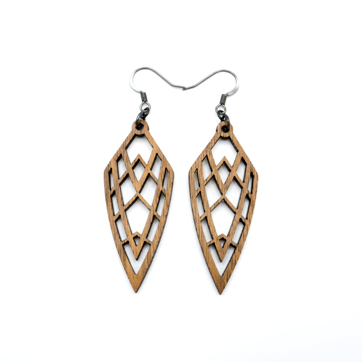 Arrowhead 01 [S] // Wood Earrings - Walnut - LIGHT RAZOR DESIGN STUDIO