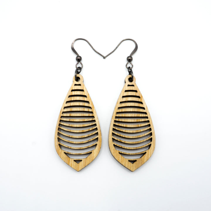 Gem Point 14 [S] // Wood Earrings - Ash - LIGHT RAZOR DESIGN STUDIO