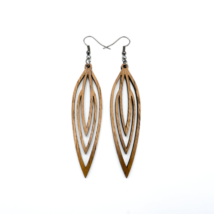 Totem 01 [L] // Wood Earrings - Walnut - LIGHT RAZOR DESIGN STUDIO