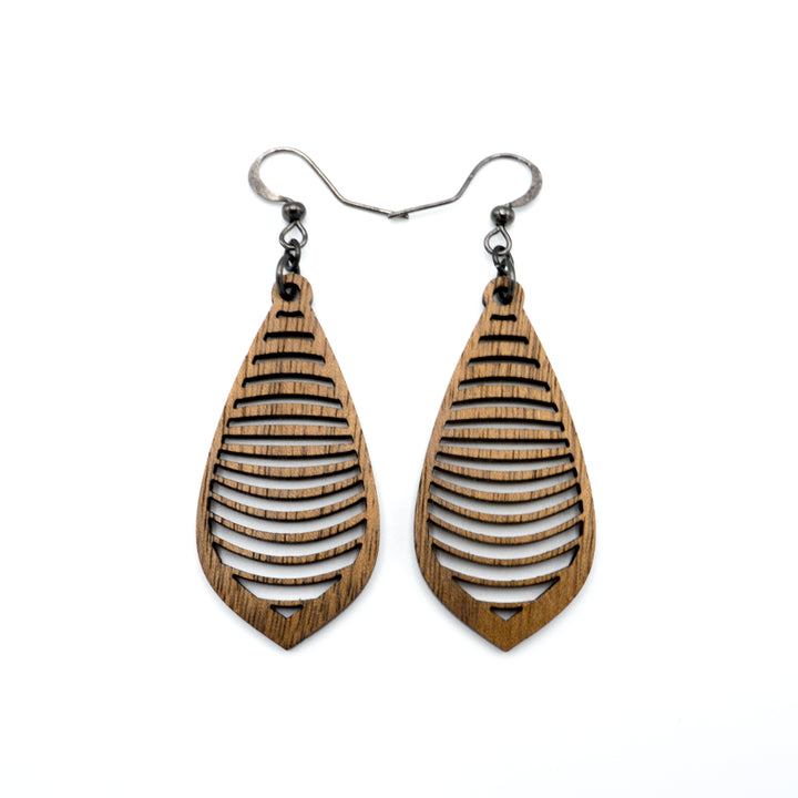 Gem Point 14 [S] // Wood Earrings - Walnut - LIGHT RAZOR DESIGN STUDIO