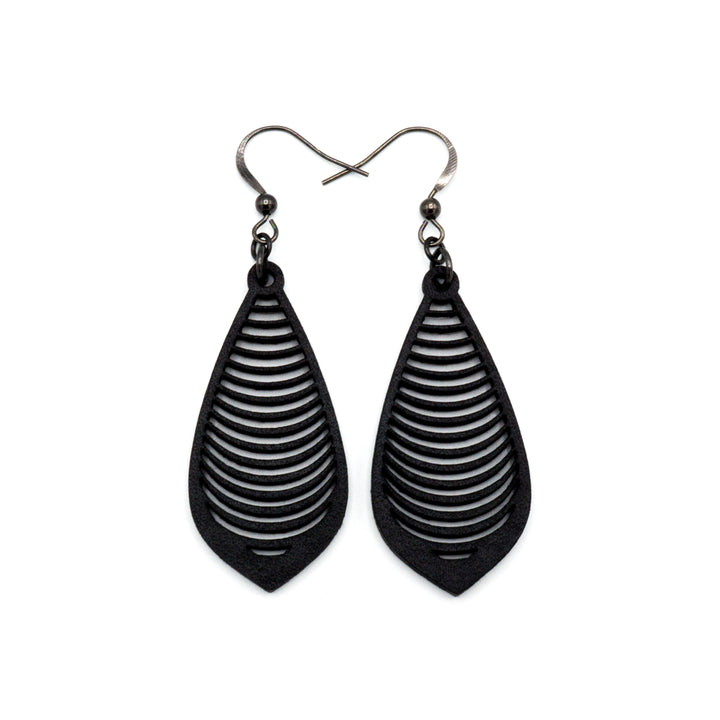 Gem Point 13 [S] // Leather Earrings - Black - LIGHT RAZOR DESIGN STUDIO
