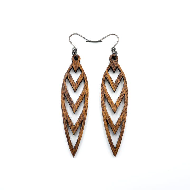 Totem 05 [S] // Wood Earrings - Walnut - LIGHT RAZOR DESIGN STUDIO