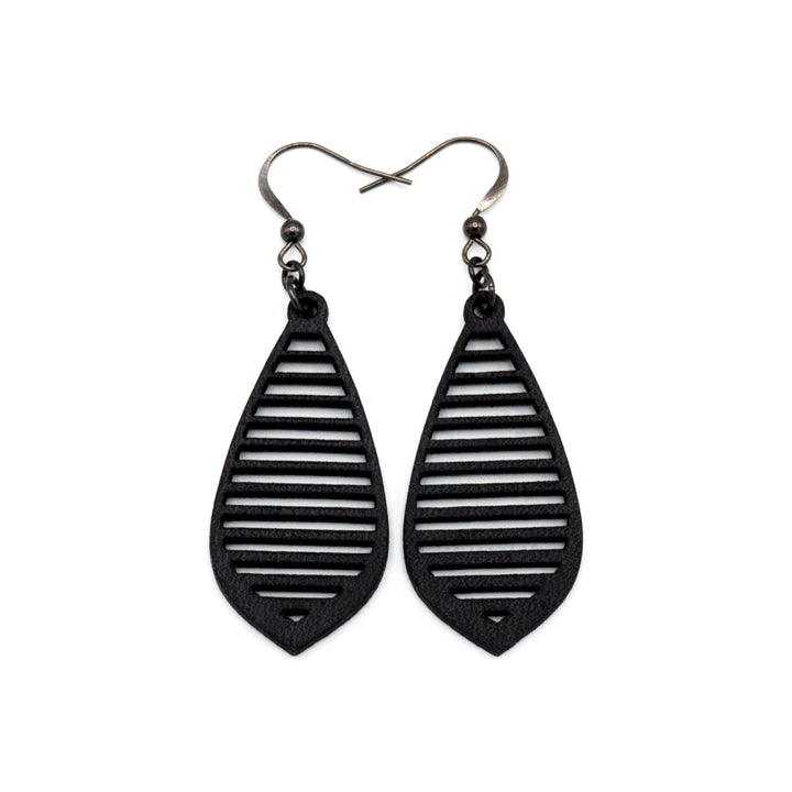 Gem Point 10 [S] // Leather Earrings - Black - LIGHT RAZOR DESIGN STUDIO