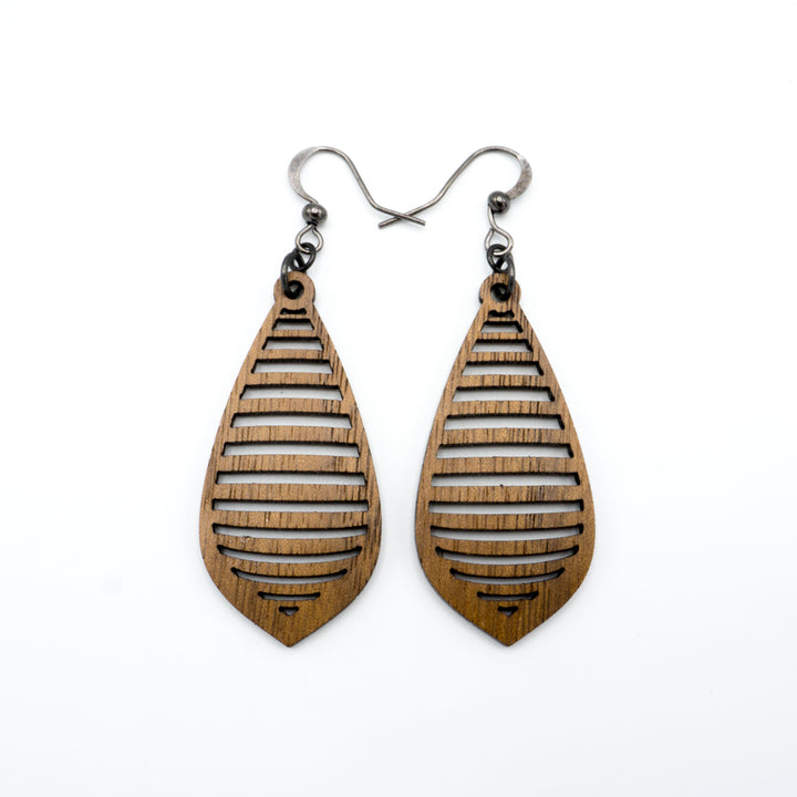 Gem Point 12 [S] // Wood Earrings - Walnut - LIGHT RAZOR DESIGN STUDIO