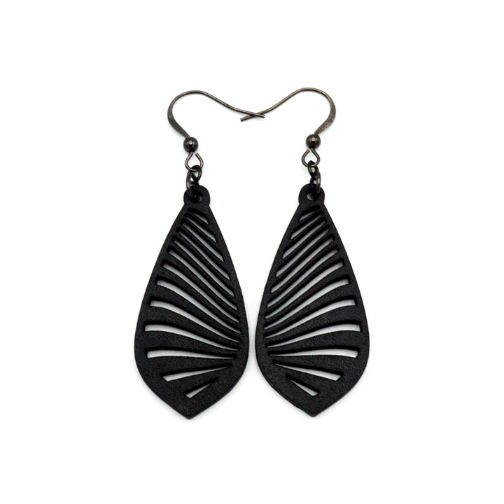 Gem Point 09 [S] // Leather Earrings - Black - LIGHT RAZOR DESIGN STUDIO