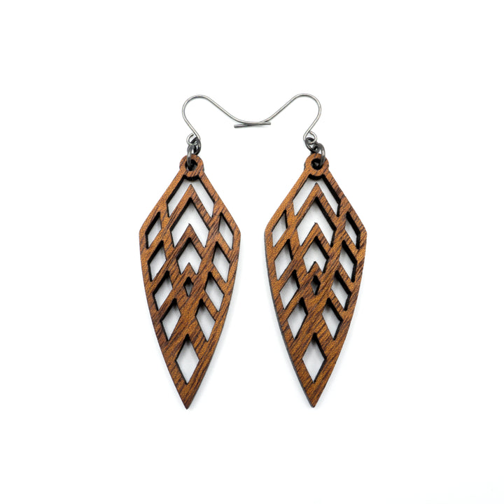 Arrowhead 02 [S] // Wood Earrings - Walnut - LIGHT RAZOR DESIGN STUDIO