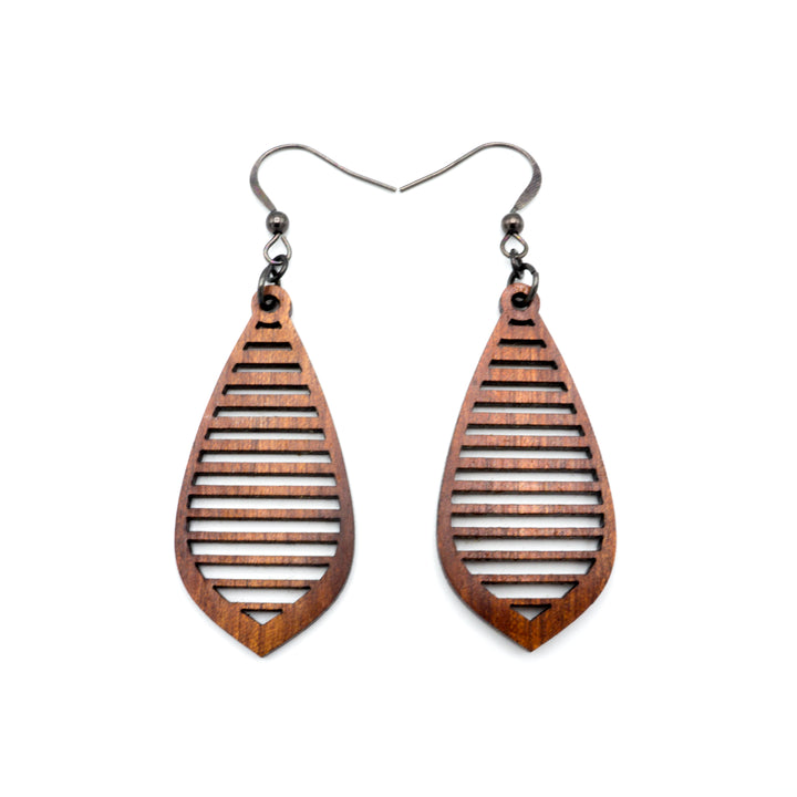 Gem Point 11 [S] // Wood Earrings - Sapele - LIGHT RAZOR DESIGN STUDIO