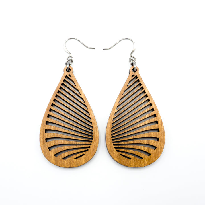 Drop 08 [S] // Wood Earrings - Cherry - LIGHT RAZOR DESIGN STUDIO