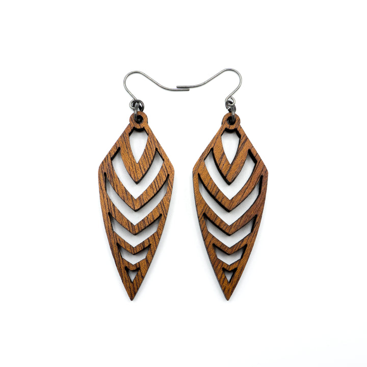 Arrowhead 03 [S] // Wood Earrings - Walnut - LIGHT RAZOR DESIGN STUDIO
