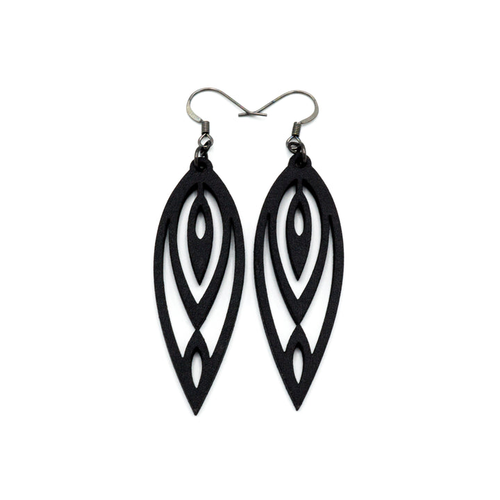 Totem 06 [S] // Leather Earrings - Black - LIGHT RAZOR DESIGN STUDIO
