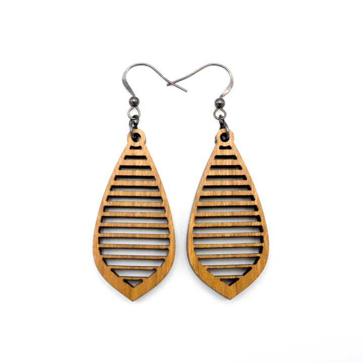 Gem Point 11 [S] // Wood Earrings - Cherry - LIGHT RAZOR DESIGN STUDIO