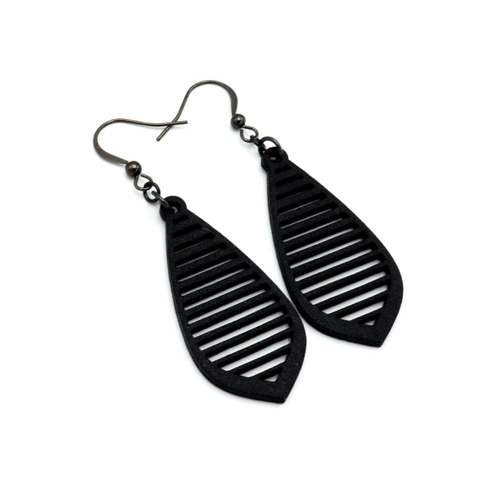 Gem Point 11 [S] // Leather Earrings - Black - LIGHT RAZOR DESIGN STUDIO