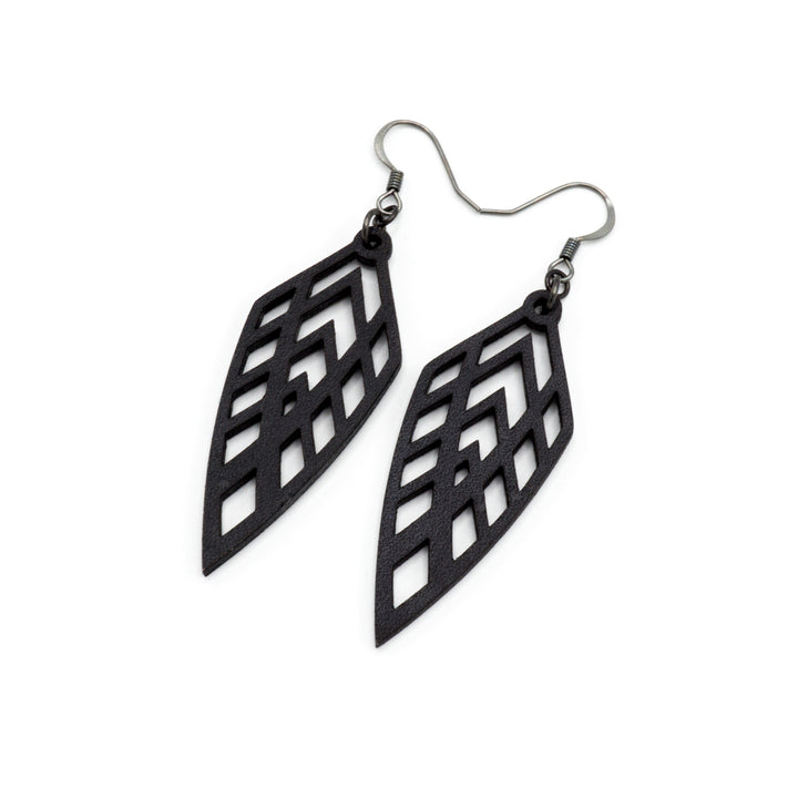 Arrowhead 02 [S] // Leather Earrings - Black - LIGHT RAZOR DESIGN STUDIO
