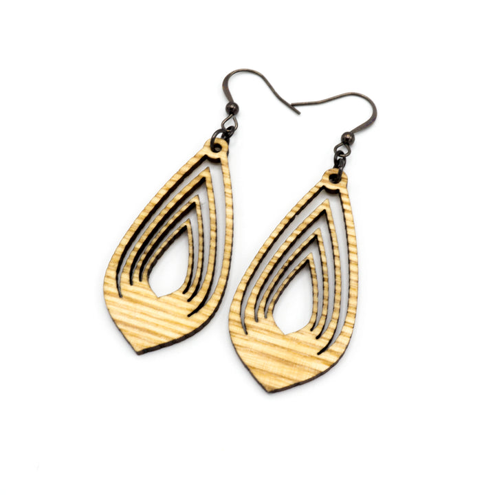 Gem Point 08 [M] // Wood Earrings - Ash - LIGHT RAZOR DESIGN STUDIO