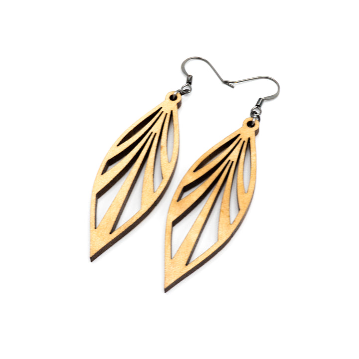 Petal 03 [S] // Wood Earrings - Maple - LIGHT RAZOR DESIGN STUDIO