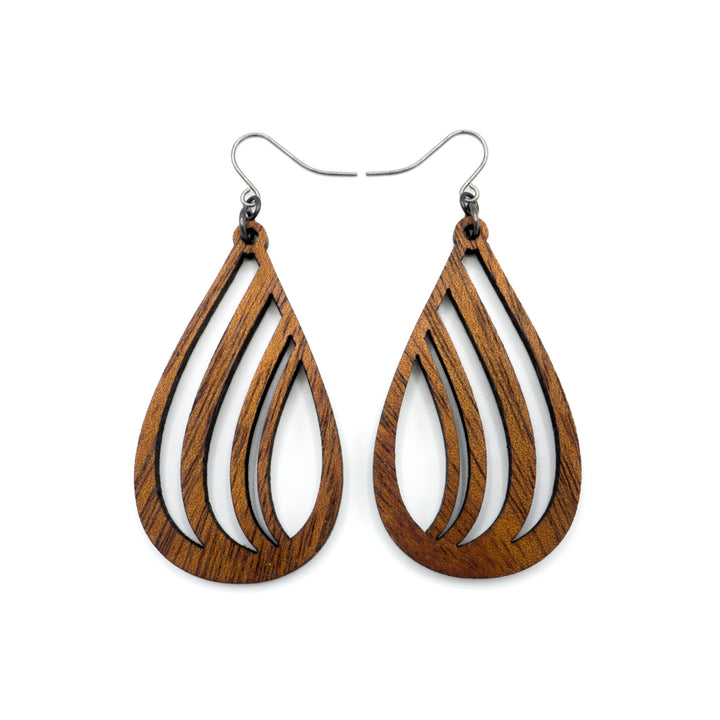 Drop 02 [S] // Wood Earrings - Walnut - LIGHT RAZOR DESIGN STUDIO