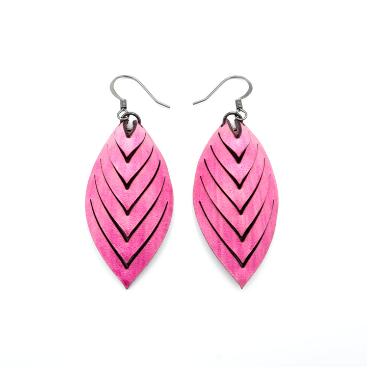 Terrabyte 14 [S] // Leather Earrings - Light Fuchsia - LIGHT RAZOR DESIGN STUDIO