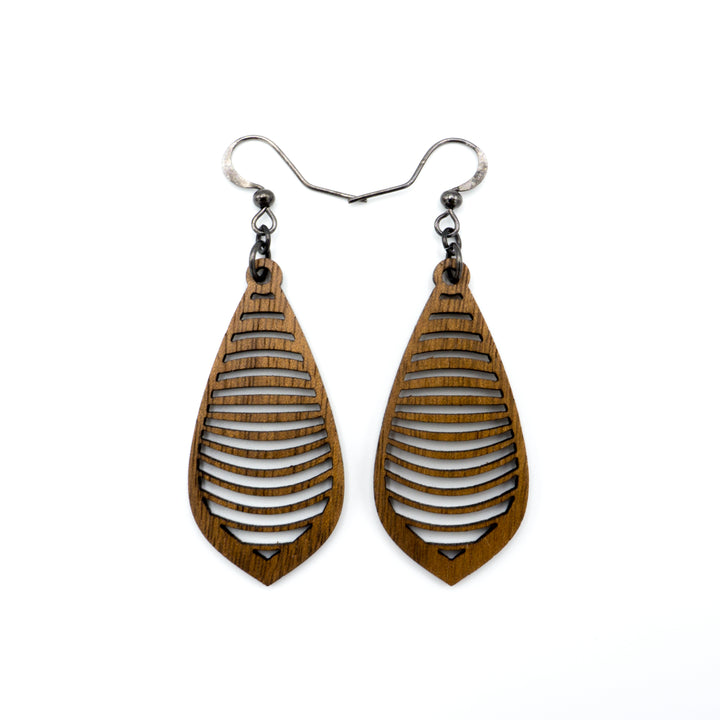 Gem Point 14 [S] // Wood Earrings - Walnut - LIGHT RAZOR DESIGN STUDIO