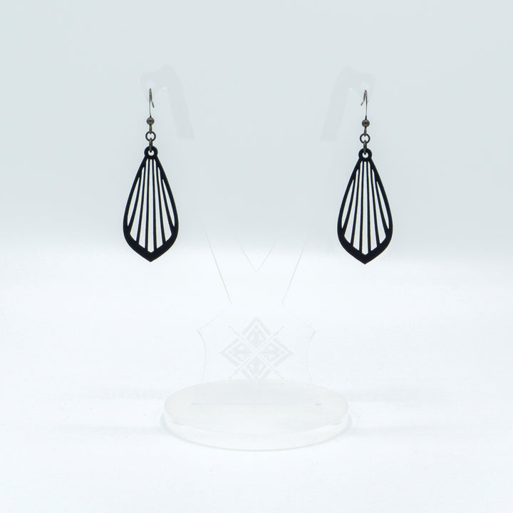 Gem Point 02 [S] // Leather Earrings - Black - LIGHT RAZOR DESIGN STUDIO